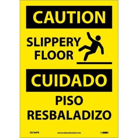 NATIONAL MARKER CO Bilingual Vinyl Sign - Caution Slippery Floor ESC366PB